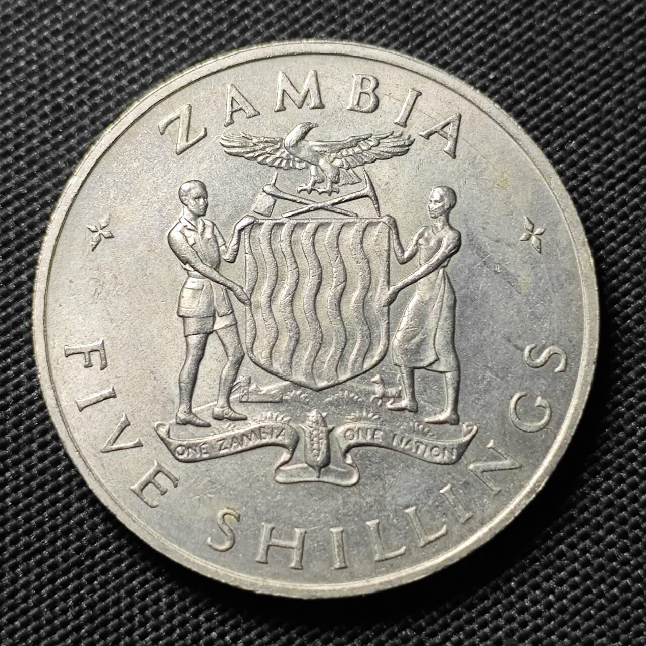 KK钱币收藏小铺   套币专场 2月预留时间 周末发货  赞比亚1965年5先令 独立1周年纪念币 