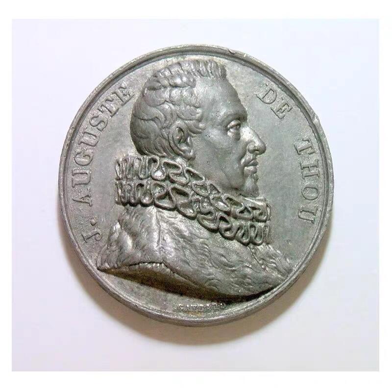 法国1817年 历史学家德图高浮雕精制大合金章 光边 40MM