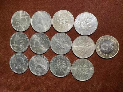 日日生财—方圆世界（全场包邮） - 日本冬季竞技大会500日元纪念白铜货币 7.2克/枚 共13枚 细节看详图