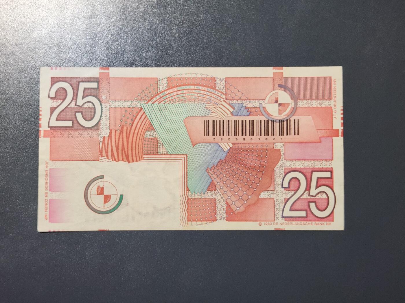 3月22号晚上8点 外国纸币自动截拍第43场 荷兰25盾。极美品