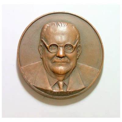 比利时1971年 总理范阿克高浮雕精制大铜章 40MM - 比利时1971年 总理范阿克高浮雕精制大铜章 40MM