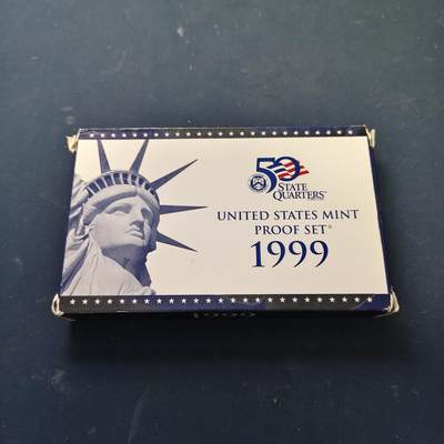 【全场包邮】纯粹捡漏拍515场 - 美国1999年官方封装精制套币（流通币一盒+州币一盒）-盒证全