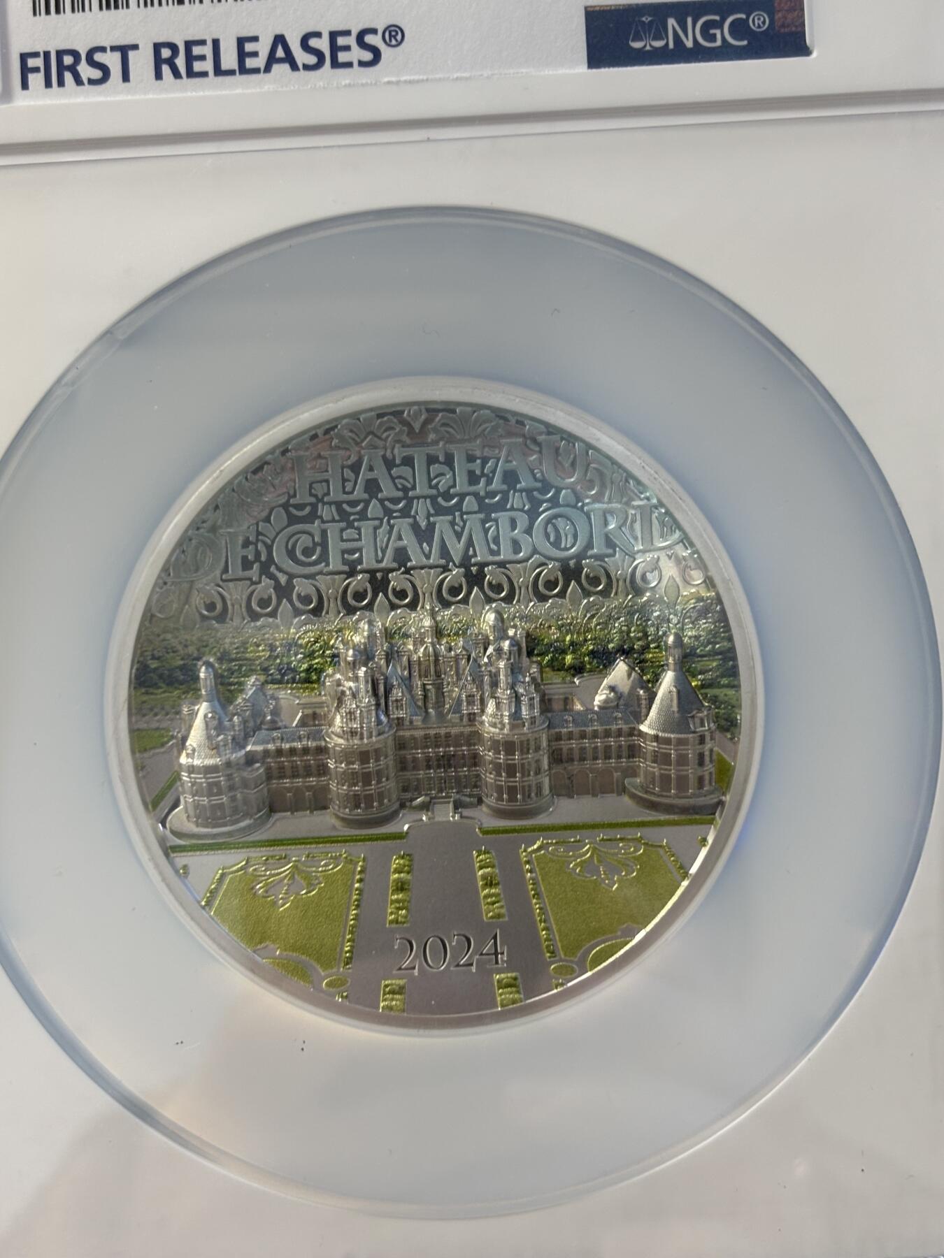 第195期拍卖 库克2024年法国香宾城堡5盎司彩银币NGC-PF70首期，9999银，发行500枚