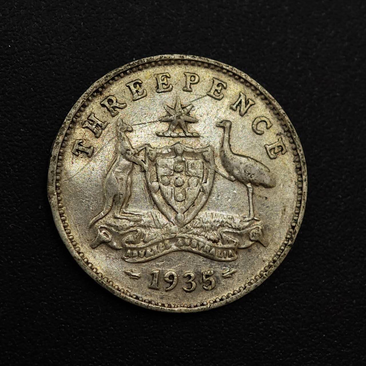 【淘币小摊】实时拍第八百八十一拍   小银币散币场    每周一统一发货 澳大利亚1935年乔治五世3便士银币