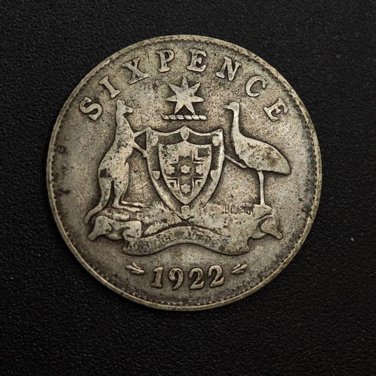 【淘币小摊】实时拍第八百八十一拍   小银币散币场    每周一统一发货 澳大利亚1922年乔治五世6便士银币