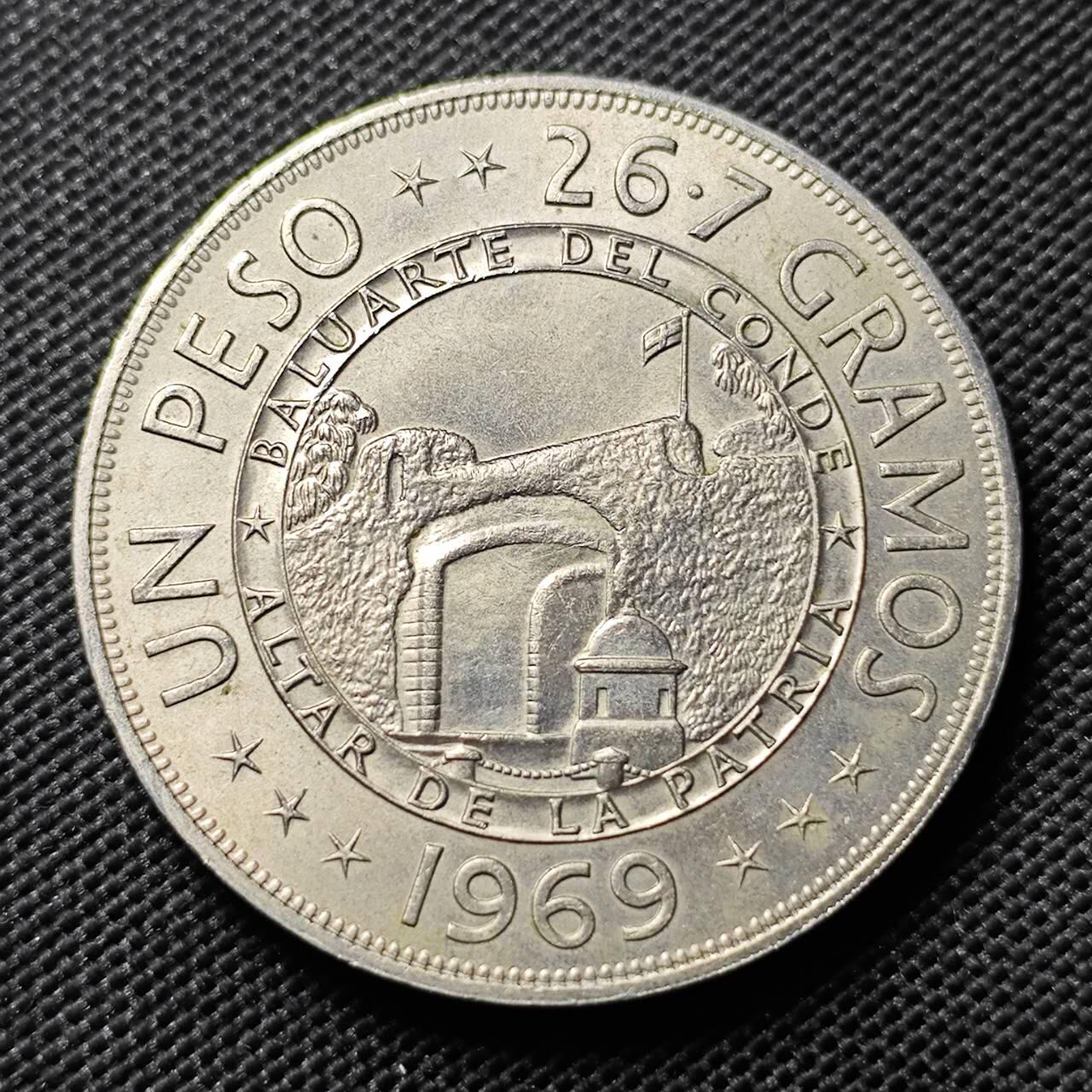 KK钱币收藏小铺   套币专场 2月预留时间 周末发货  1969年多米尼加1比索纪念币 独立125周年纪念