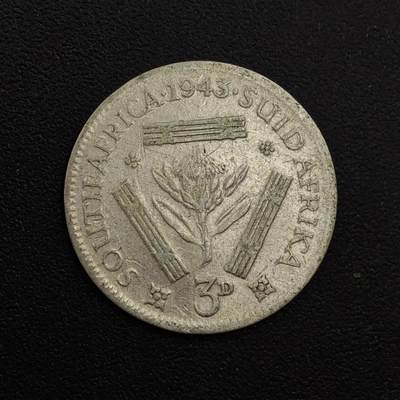 【淘币小摊】实时拍第八百八十一拍   小银币散币场    每周一统一发货 - 南非1943年乔治六世3便士银币