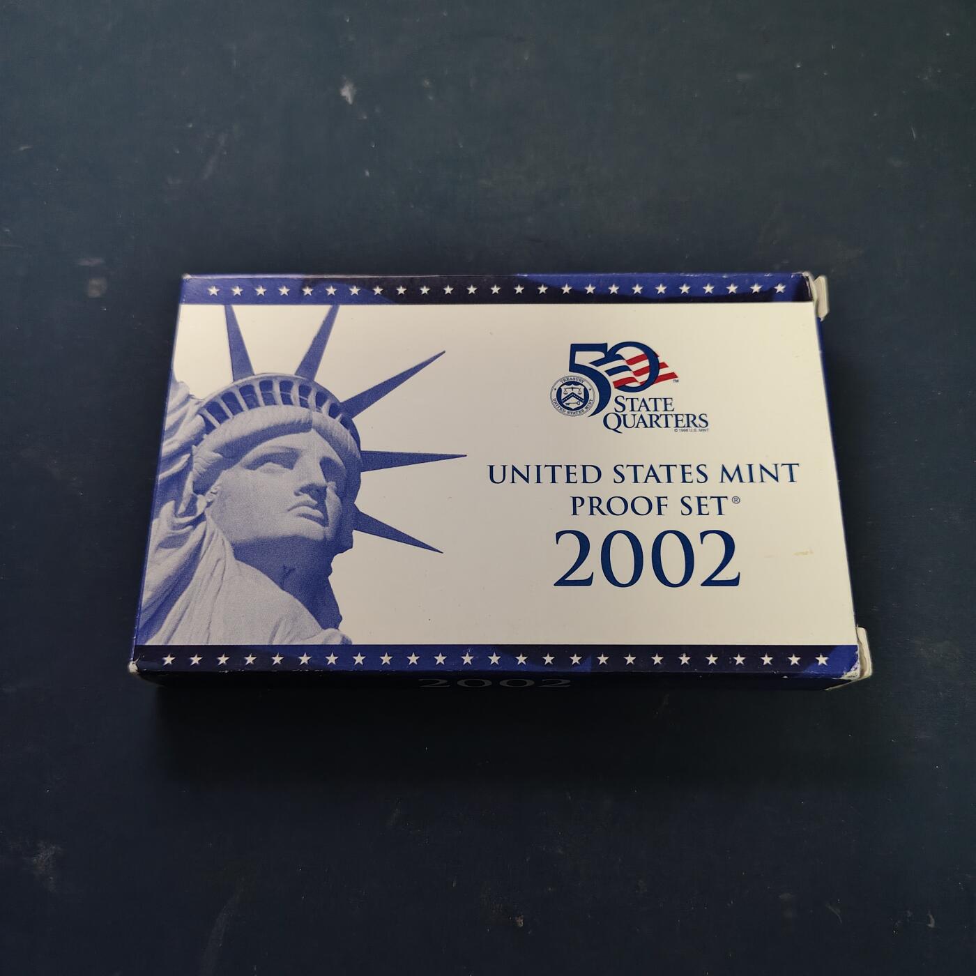 【全场包邮】纯粹捡漏拍515场 美国2002年官方封装精制套币（流通币一盒+州币一盒）-盒证全