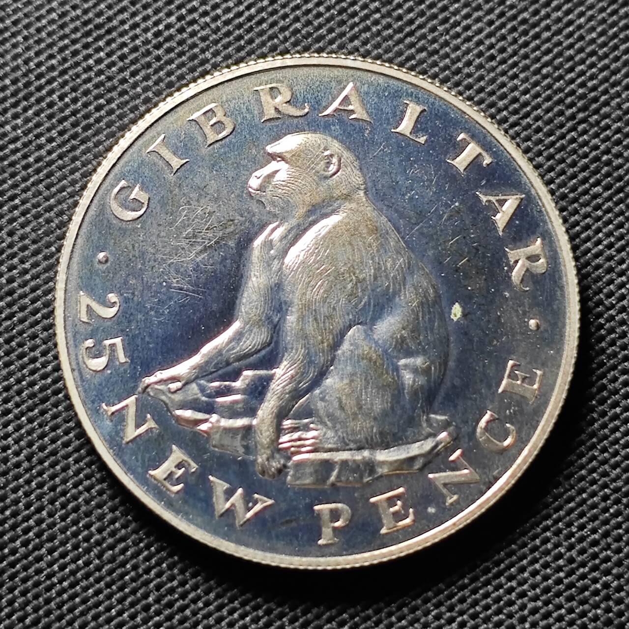 KK钱币收藏小铺   套币专场 2月预留时间 周末发货  1971直布罗陀25便士 无尾猴