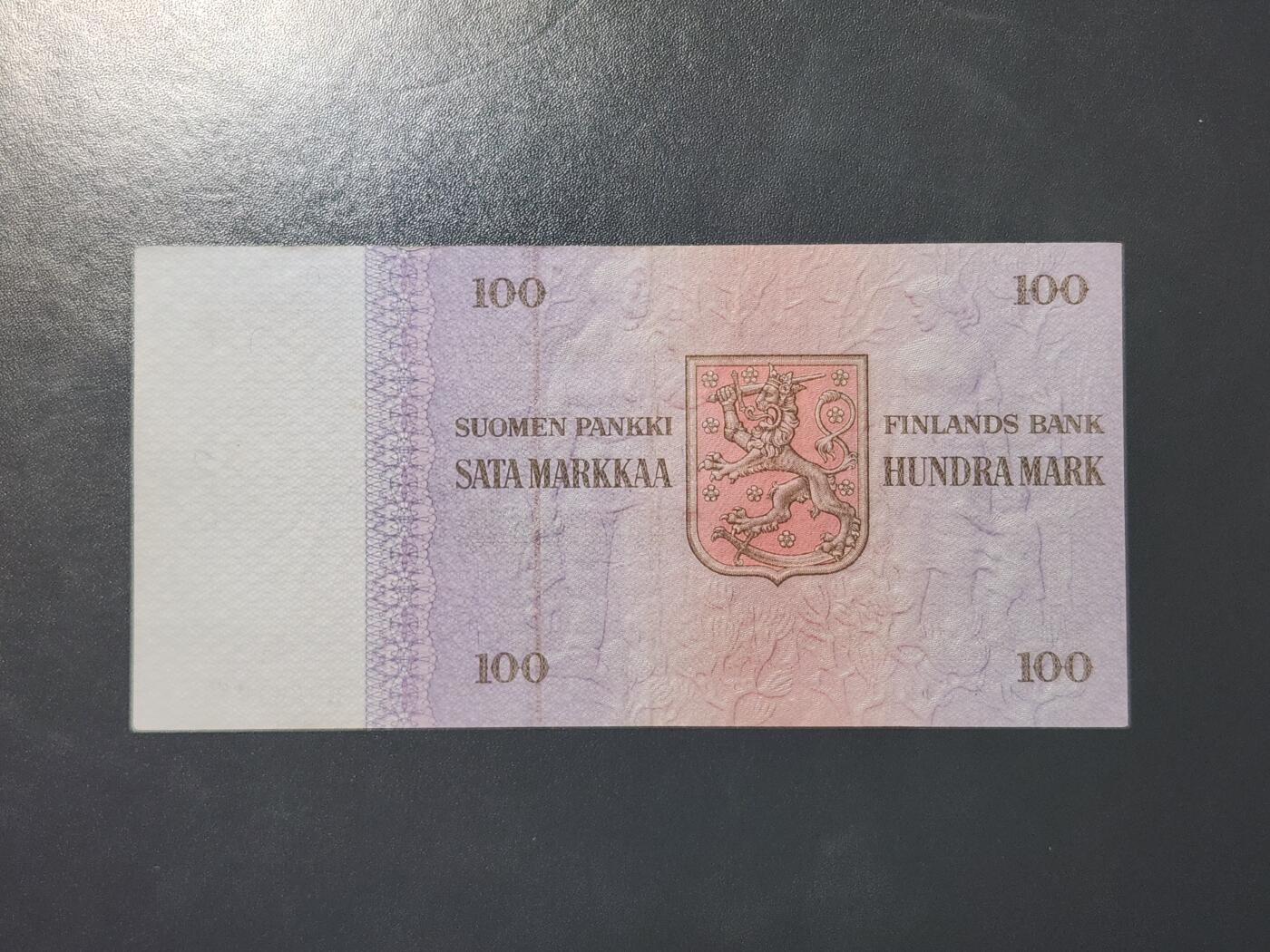3月22号晚上8点 外国纸币自动截拍第43场 芬兰 1976年版 100芬兰马克 原票美品