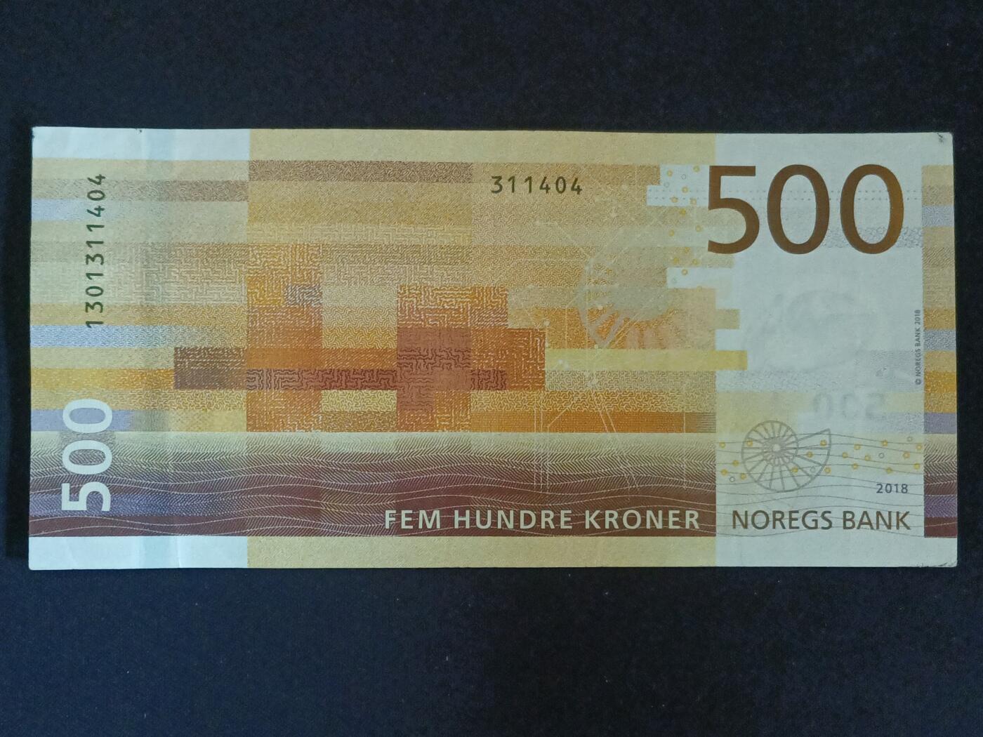 【游宝包邮场】马年第17期 精品单钞场 周日截拍 挪威-500克朗【2018年 流通品相】