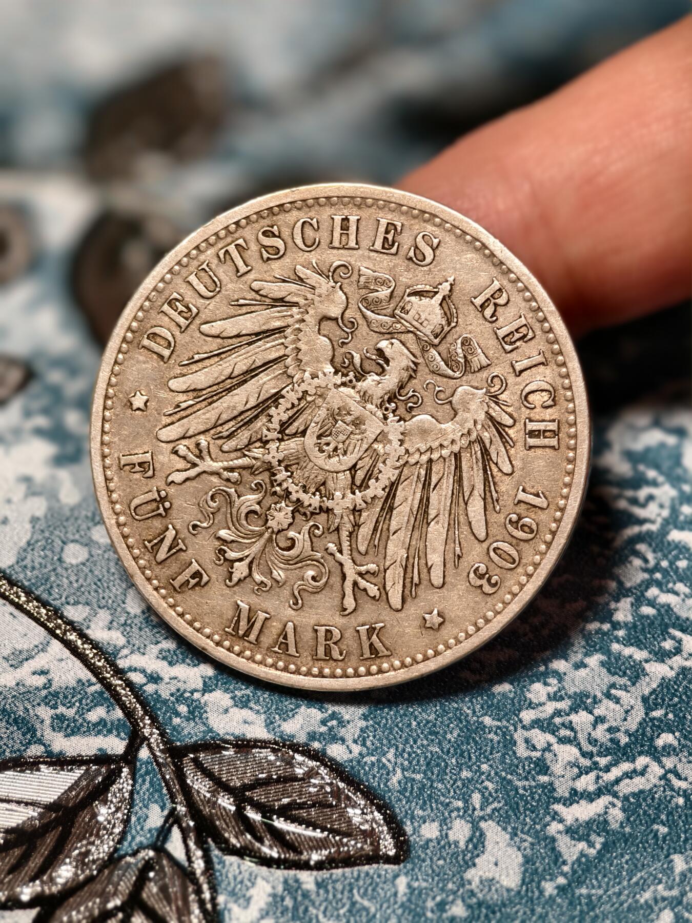 抚柳草堂-第十八期章牌钱币  奖章勋章限时免佣 满百包邮 放漏专场 1903德国巴伐利亚D标奥托一世5马克大银币 重27.7g 淡淡的黄油彩光 非常漂亮的一枚