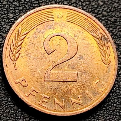 泉币菌-第214场-二月二 龙抬头 专场 拍品多 请提前出价（工作最近较忙 发货不及时，望理解） - 联邦德国1984年 2芬尼硬币 橡树麦穗  银行版