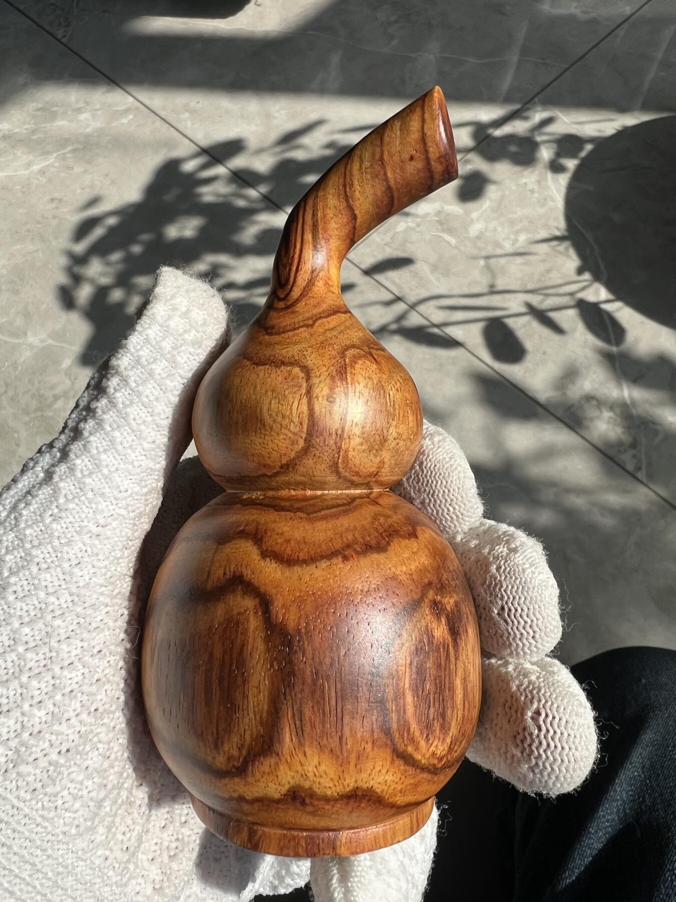 零元拍：对眼越南黄花梨  宝瓶 手把件 福禄（葫芦）大肚 60，小肚 42.5，高 126MM