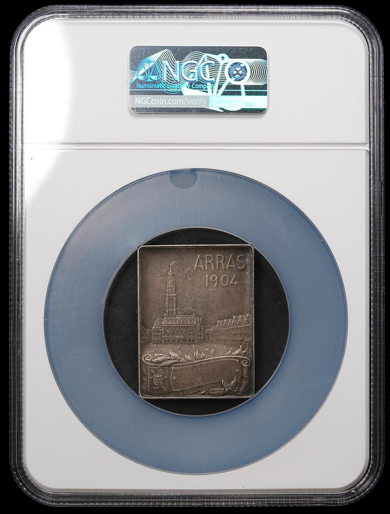 修遠堂世界钱币第108期 NGC MS61 1904 年法国阿拉斯北方博览会镀银铜章