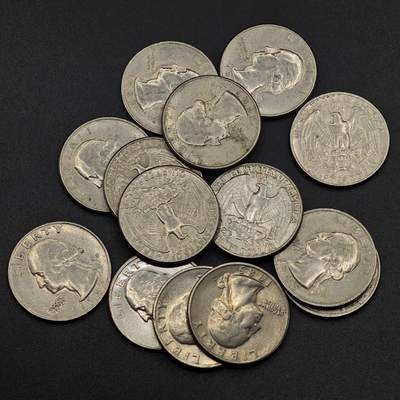 【淘币小摊】实时拍第八百八十一拍   小银币散币场    每周一统一发货 - 美国1985年25分14枚