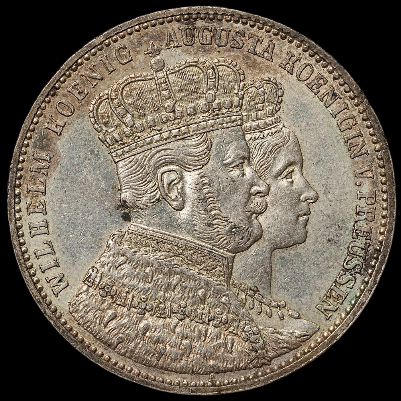 修遠堂世界钱币第108期 1861年普鲁士威廉一世登基纪念1泰勒银币