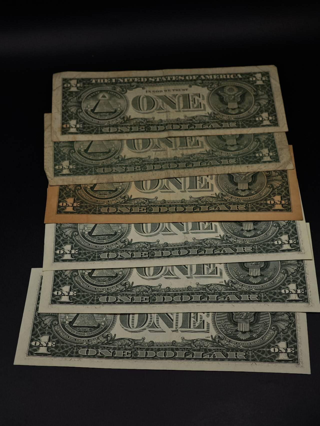  【淘币小摊】限时拍第八百八十二拍   纸币场    每周一统一发货 美国1美元纸币6张【有折】