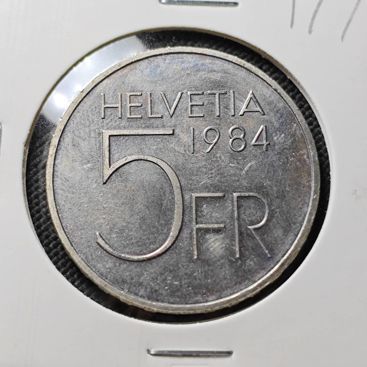 KK钱币收藏小铺   套币专场 2月预留时间 周末发货  1984瑞士5法郎纪念币 少见主题