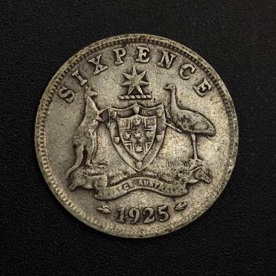 【淘币小摊】实时拍第八百八十一拍   小银币散币场    每周一统一发货 - 澳大利亚1925年乔治五世6便士银币