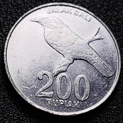 泉币菌-第214场-二月二 龙抬头 专场 拍品多 请提前出价（工作最近较忙 发货不及时，望理解） - 印度尼西亚200卢比铝币 鹰徽 巴厘岛八哥 25mm