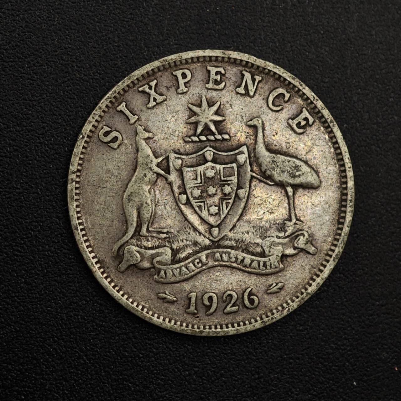 【淘币小摊】实时拍第八百八十一拍   小银币散币场    每周一统一发货 澳大利亚1926年乔治五世6便士银币