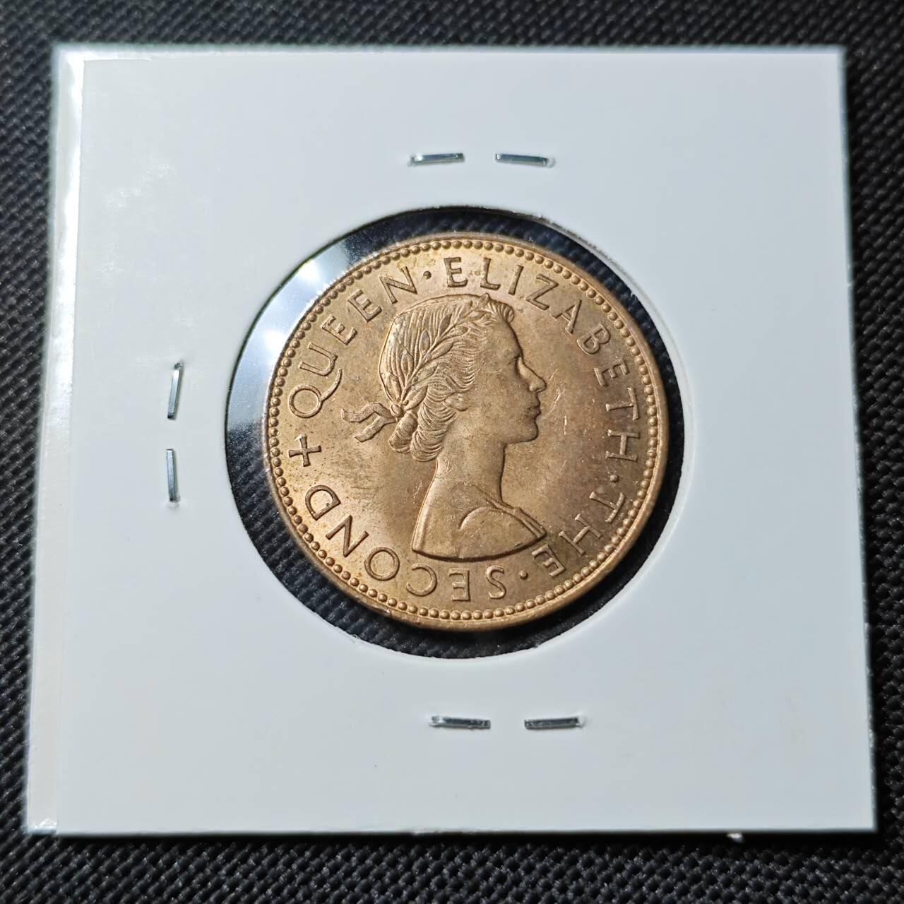 KK钱币收藏小铺   套币专场 2月预留时间 周末发货  1964新西兰半便士铜币 好品