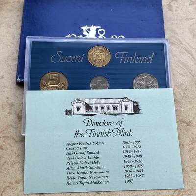 道一币馆币章第一百七十场 - 原包装带证书 芬兰1989年清年套币6枚+纪念章