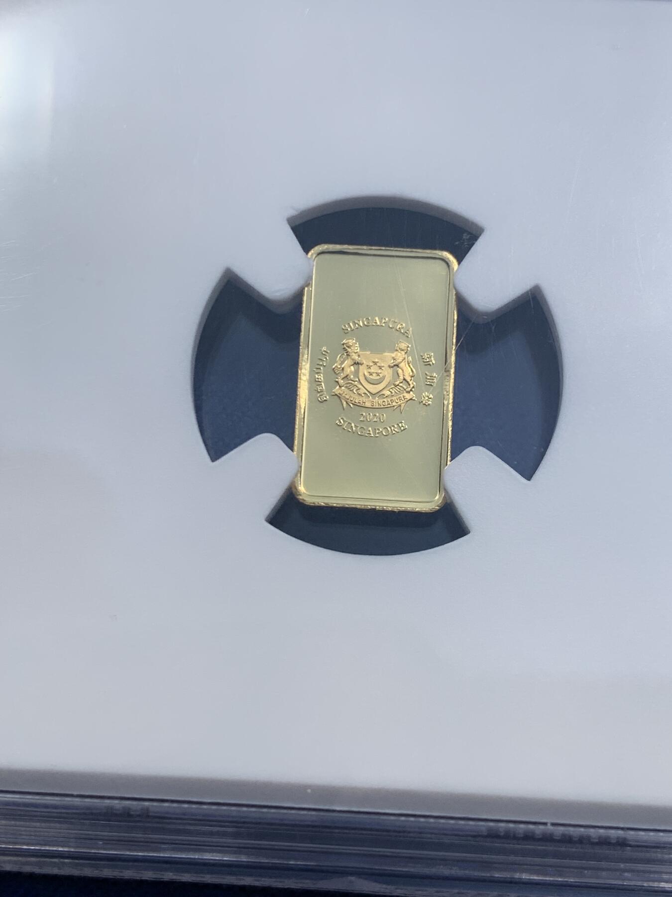 《竞宝斋》第473场 周日，周一 2场连拍 （全场包邮）欢迎送拍 NGC PF69UC 新加坡2020年鼠年5元纯金币 1克9999金 最大发行量3000枚