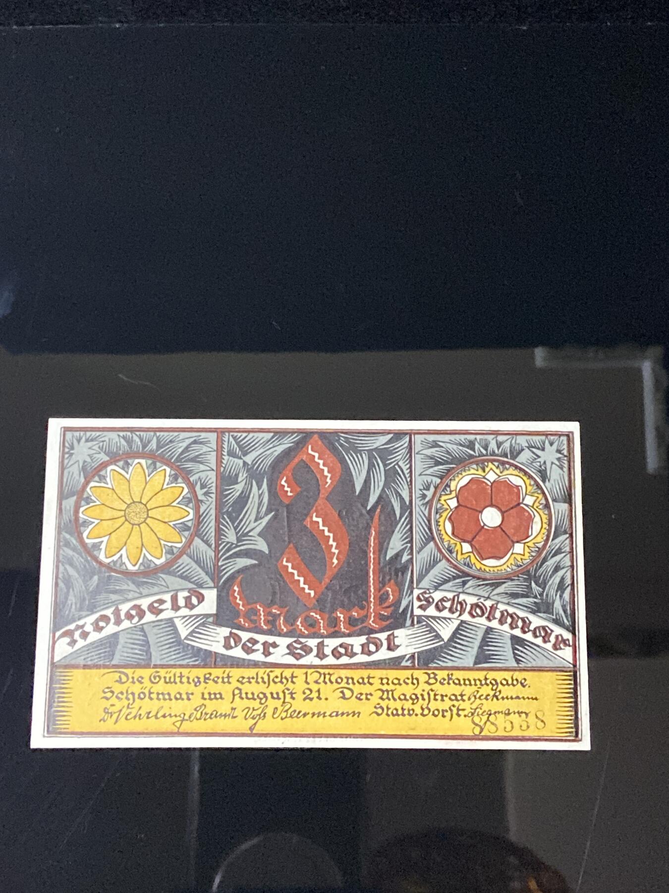 2026年第三十七场(总第二百零六场）德紧纸币特拍场(佣金3%，最低1元) 德紧纸币–德国北莱茵-威斯特法伦州绍特马尔市（Schötmar）3马克