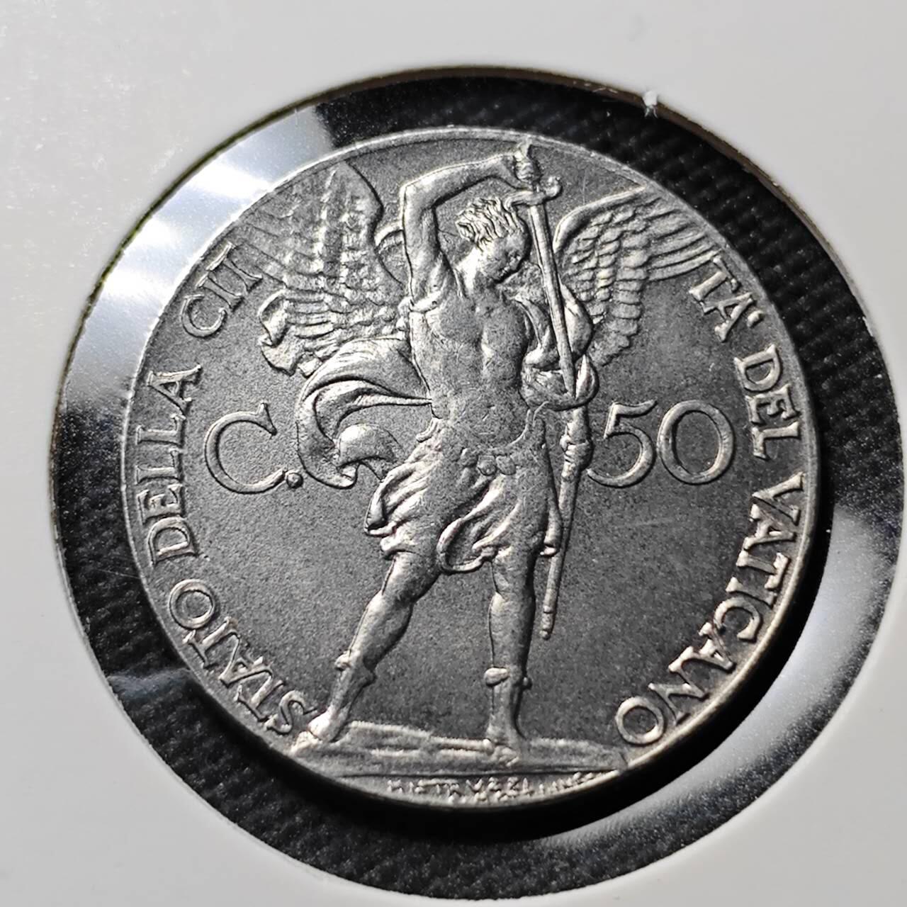 KK钱币收藏小铺   套币专场 2月预留时间 周末发货 1941梵蒂冈50分 战斗天使 