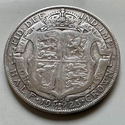 🌹外币初藏🌹🐯2026年第34场   每周二四六晚8️⃣点 接代拍 - 英国1923年乔治五世 半克朗银币 14.14g 32.3mm 50%银