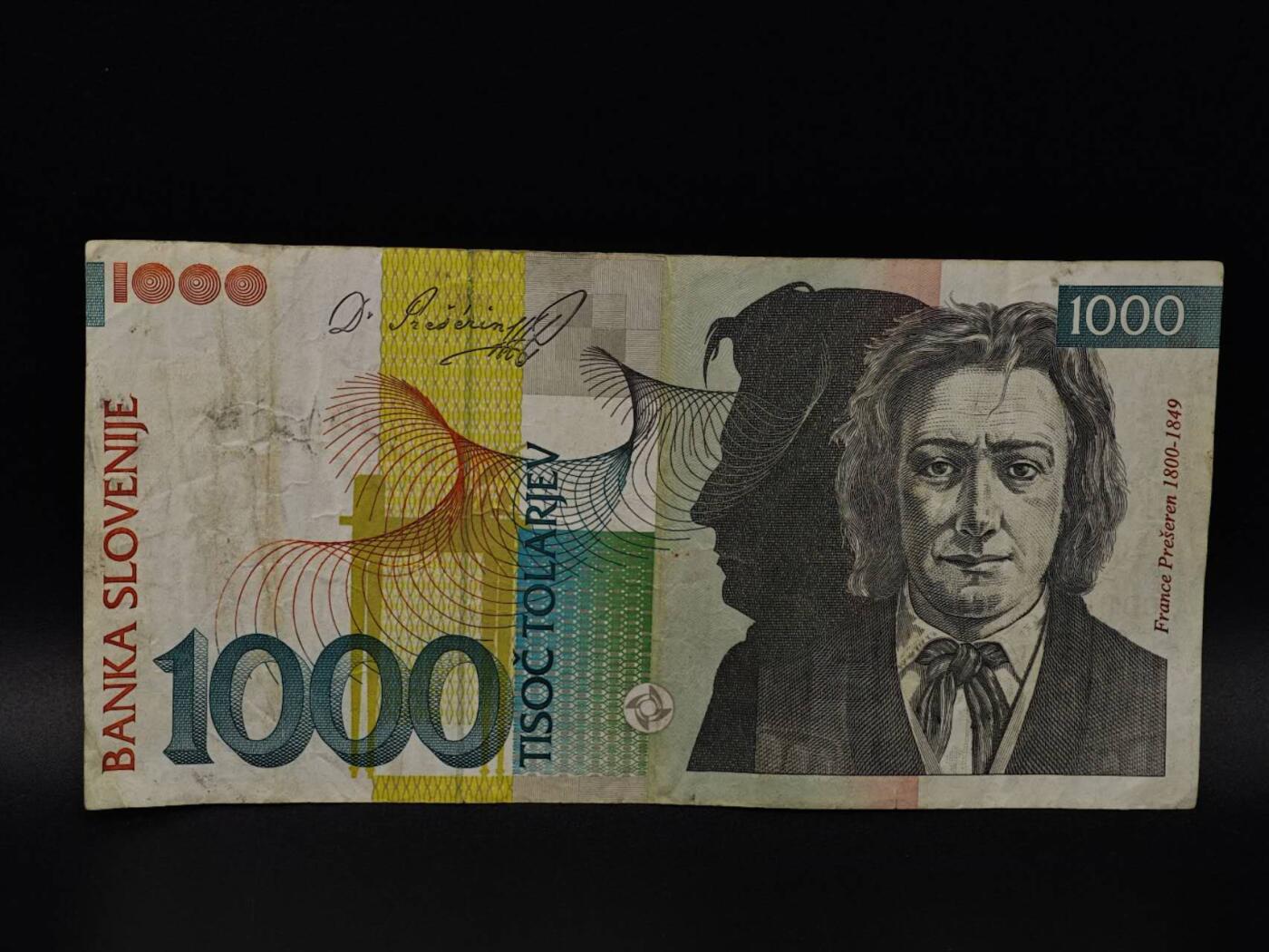  【淘币小摊】限时拍第八百八十四拍   纸币场    每周一统一发货 斯洛文尼亚1000元纸币【有折】