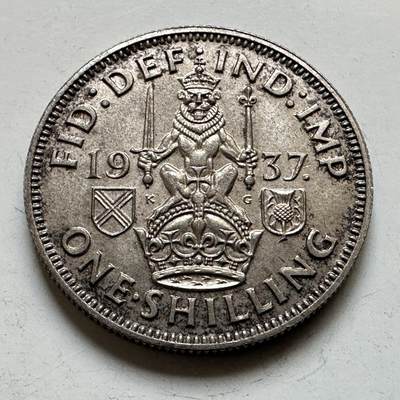 🌹外币初藏🌹🐯2026年第34场   每周二四六晚8️⃣点 接代拍 - 英国1937年乔治六世 1先令银币 5.66g 23.5mm 50%银