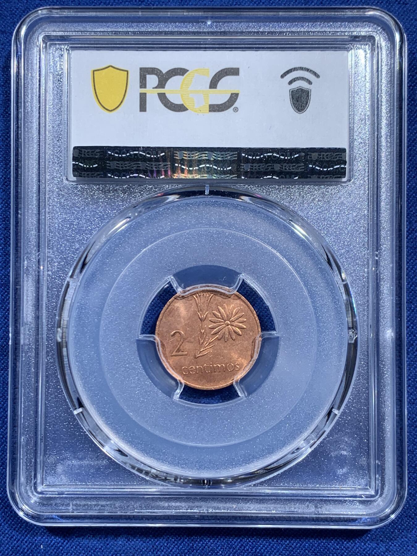 《竞宝斋》第473场 周日，周一 2场连拍 （全场包邮）欢迎送拍 PCGS MS63RD 1975年莫桑比克2分铜币 铜光很红