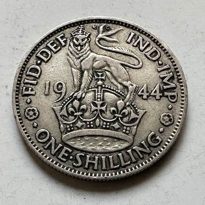 🌹外币初藏🌹🐯2026年第34场   每周二四六晚8️⃣点 接代拍 - 英国1944 年乔治六世 1先令银币 5.66g 23.5mm 50%银 a