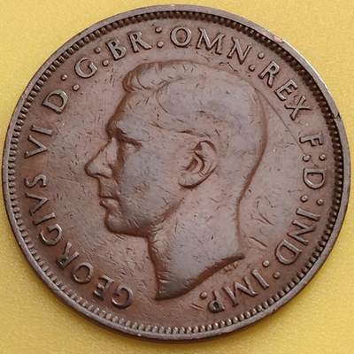 布加迪🐬～世界钱币(上海)🌾第 282 期 /  各国套币和散币 - 英国🇬🇧 1948年 1便士 乔治六世