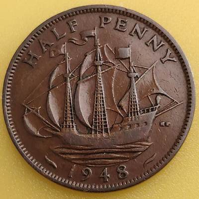 布加迪🐬～世界钱币(上海)🌾第 282 期 /  各国套币和散币 - 英国🇬🇧 1948年 1/2便士 乔治六世