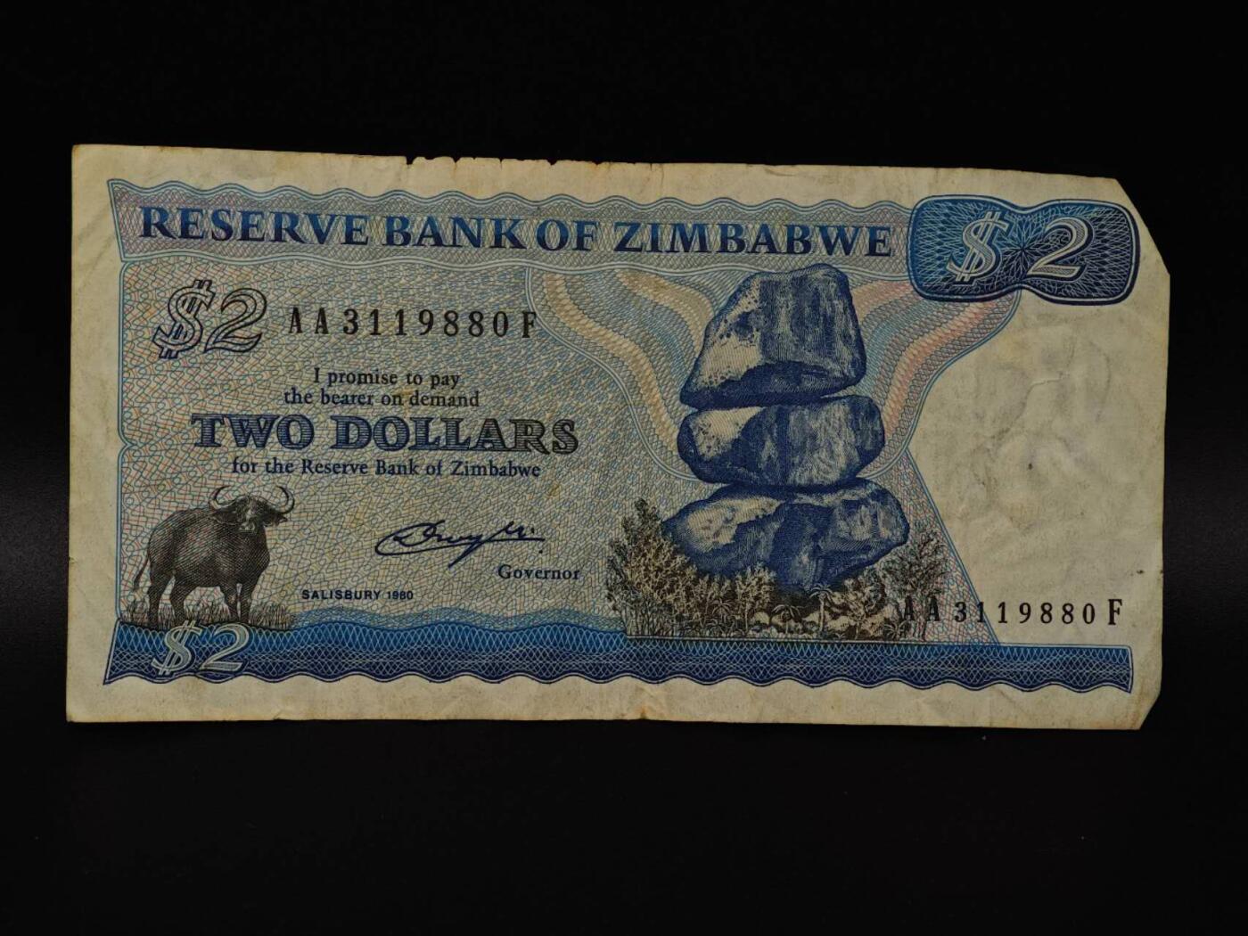  【淘币小摊】限时拍第八百八十四拍   纸币场    每周一统一发货 津巴布韦2元纸币【有折】