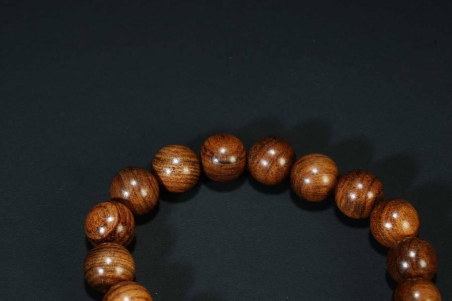 上海都达杂项专场五十八【全场包邮】  海南黄花梨虎皮纹1.0圆珠手串 附鉴定证书93-242