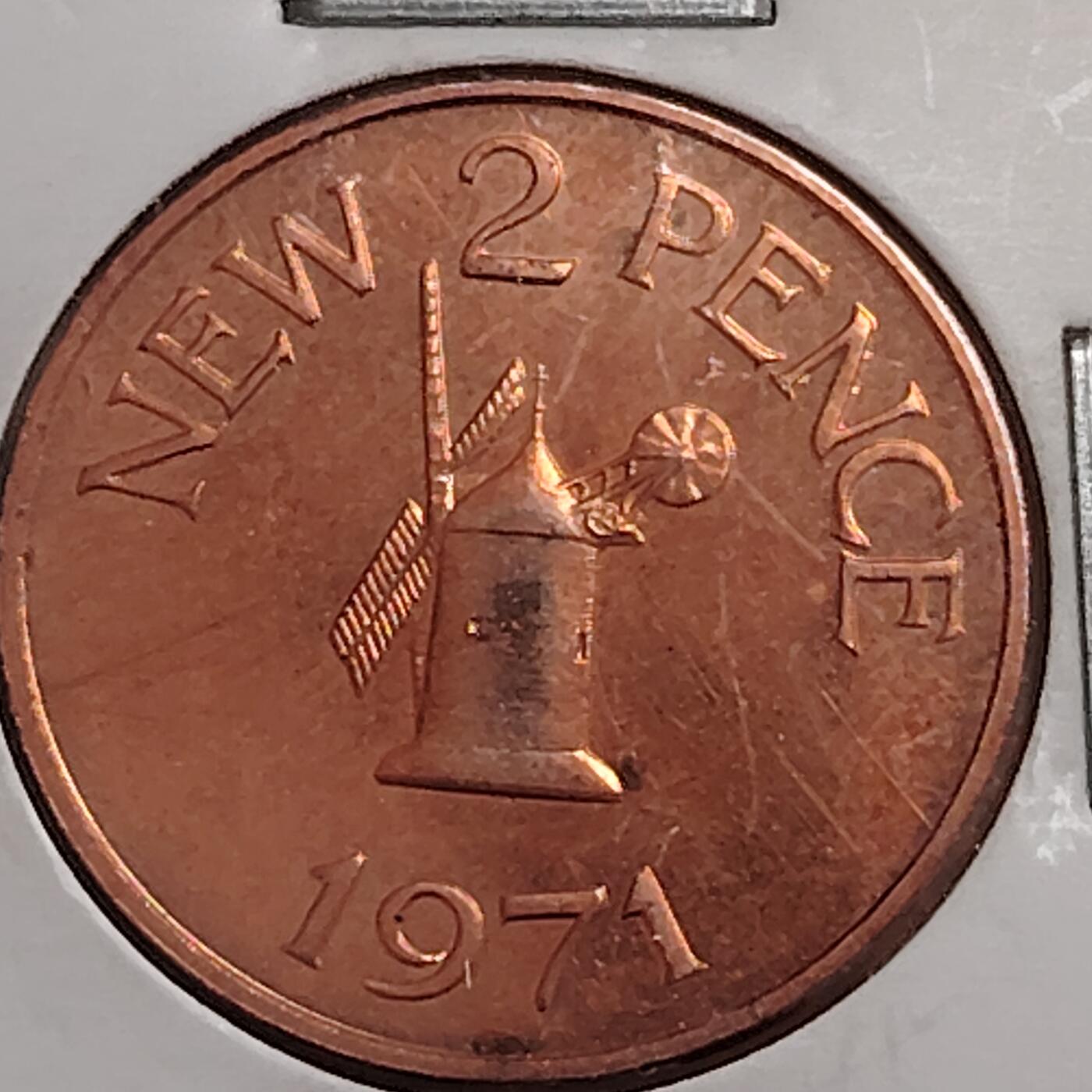 布加迪🐬～世界钱币(上海)🌾第 282 期 /  各国套币和散币 根西岛 1971年 2便士 