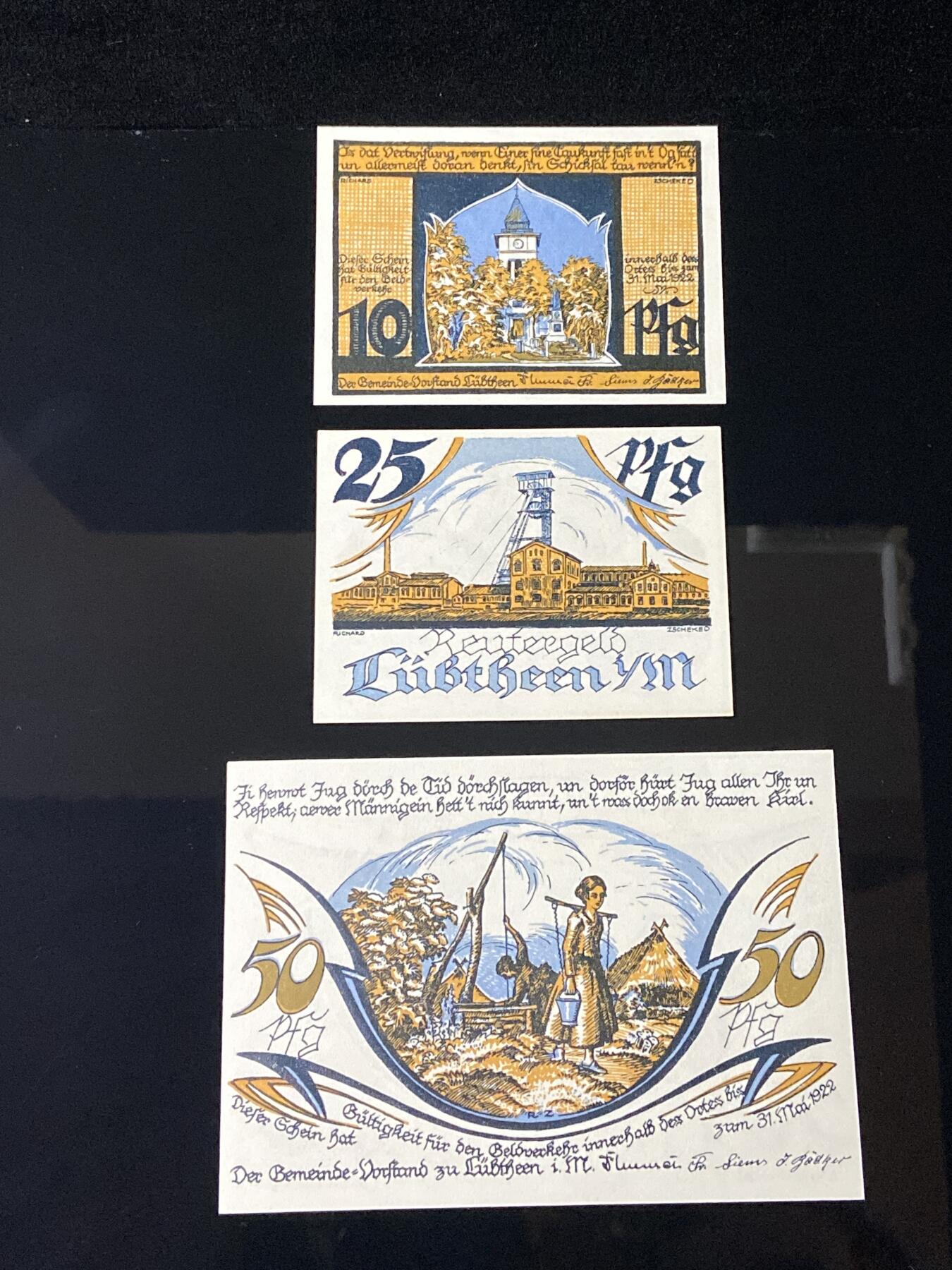 2026年第三十七场(总第二百零六场）德紧纸币特拍场(佣金3%，最低1元) 德紧纸币–德国梅克伦堡-前波美拉尼亚州吕布滕乡（Gemeinde Lübthen，今吕布滕/吕特亨）10、25、50芬妮三枚套票