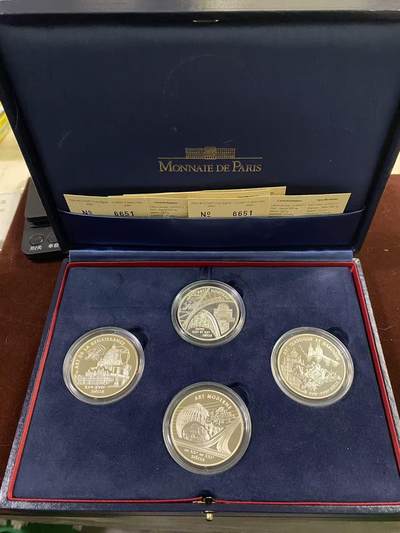 日日生财—方圆世界（全场包邮） - 2000年法国巴黎造币厂欧罗巴系列纪念银币套装，共4枚，面值6.55957法郎，精制币，银含量900‰，重量22.2克，直径37mm