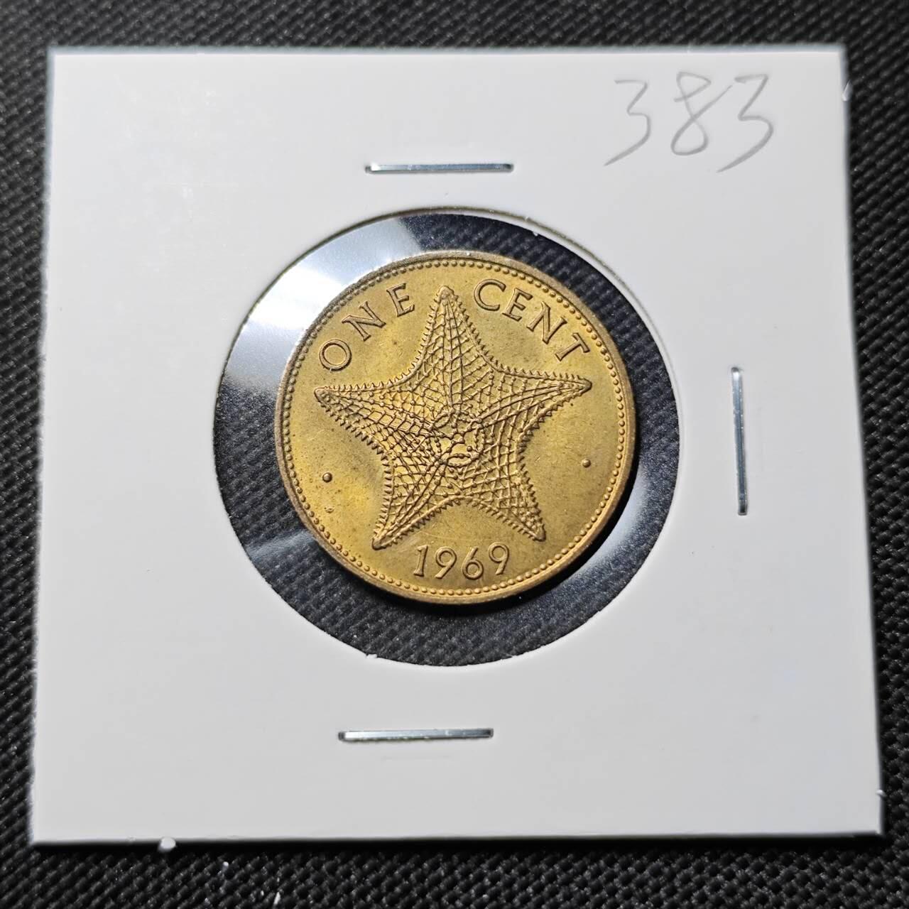 KK钱币收藏小铺   套币专场 2月预留时间 周末发货  1969巴哈马海星1分铜币 好品