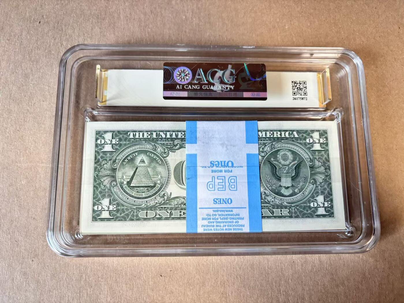 【Blue Auction】世界纸币精拍第798期——18级TOP拍卖/信誉/品质/专业/高效💫 【一刀 含888豹子号】美国 2021年1美金 ACG67+EPQ