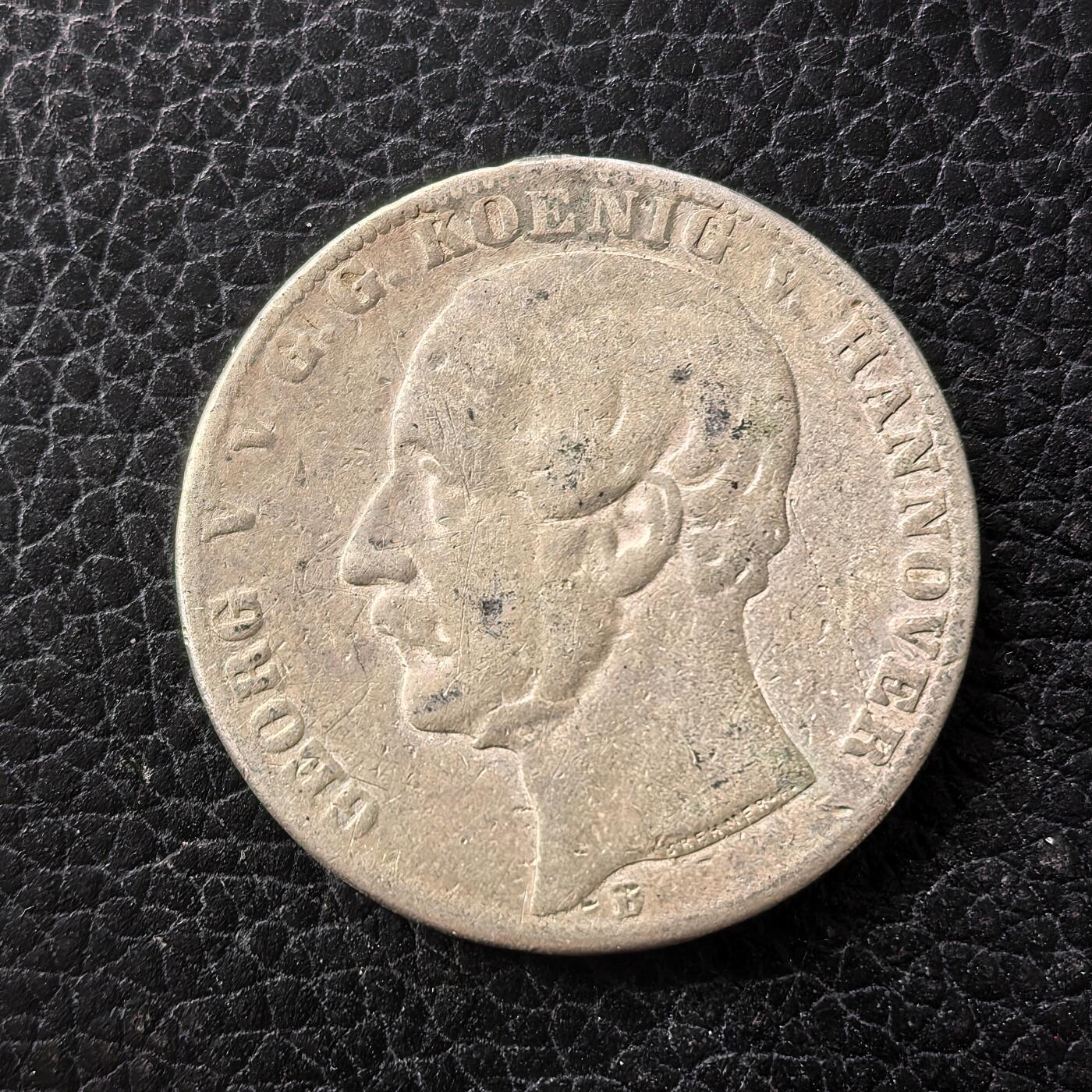 道一币馆币章第一百七十一场 德国1866年汉诺威乔治五世1泰勒银币  18.52g 900s