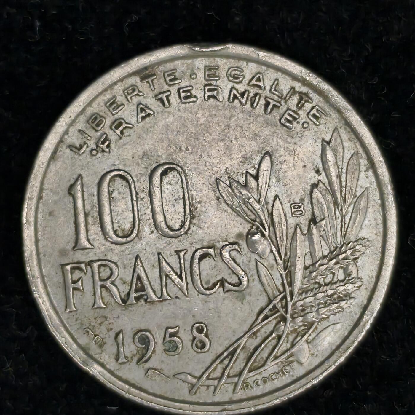 Krab外币市集Vol.27 法国1958B 100法郎