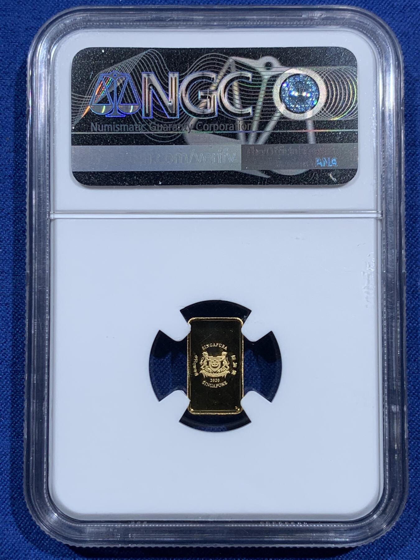 《竞宝斋》第473场 周日，周一 2场连拍 （全场包邮）欢迎送拍 NGC PF69UC 新加坡2020年鼠年5元纯金币 1克9999金 最大发行量3000枚