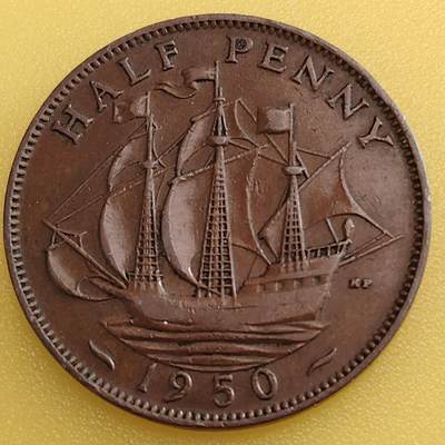 布加迪🐬～世界钱币(上海)🌾第 282 期 /  各国套币和散币 - 英国🇬🇧 1950年 1/2便士 乔治六世