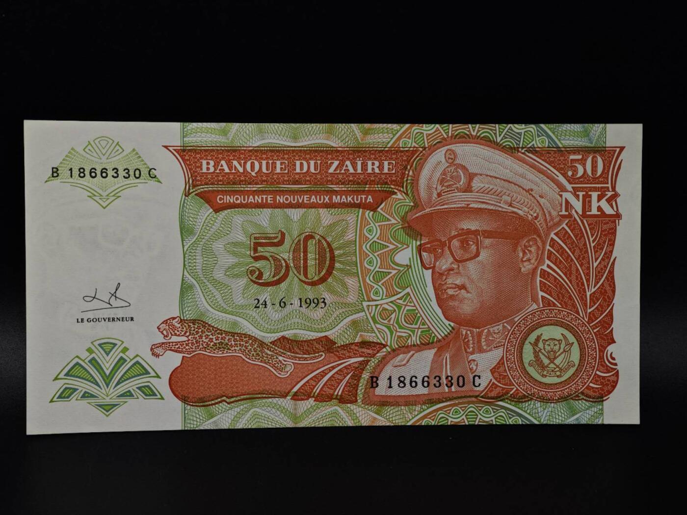  【淘币小摊】限时拍第八百八十四拍   纸币场    每周一统一发货 扎伊尔50扎伊尔纸币